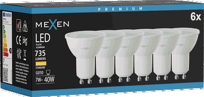 Mexen Nova 6x Bec LED GU10, 7W, Cald - 3000K, 735 lm - L107-GU10-0730-01x06