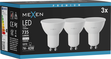 Mexen Nova 3x LED izzó GU10, 7W, Semleges - 4000K, 735 lm - L107-GU10-0740-01x03