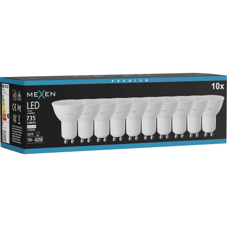 Mexen Nova 10x LED GU10 izzó, 7W, Semleges - 4000K, 735 lm - L107-GU10-0740-01x10
