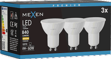 Mexen Nova 3x Bec LED GU10, 8W, Caldă - 3000K, 840 lm - L108-GU10-0830-01x03