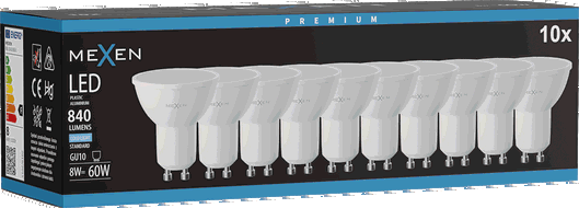 Mexen Nova 10x Bec LED GU10, 8W, Rece - 6500K, 840 lm - L108-GU10-0865-01x10