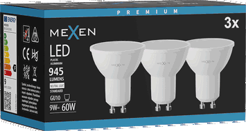 Mexen Nova 3x Bec LED GU10, 9W, Neutră - 4000K, 945 lm - L108-GU10-0940-01x03