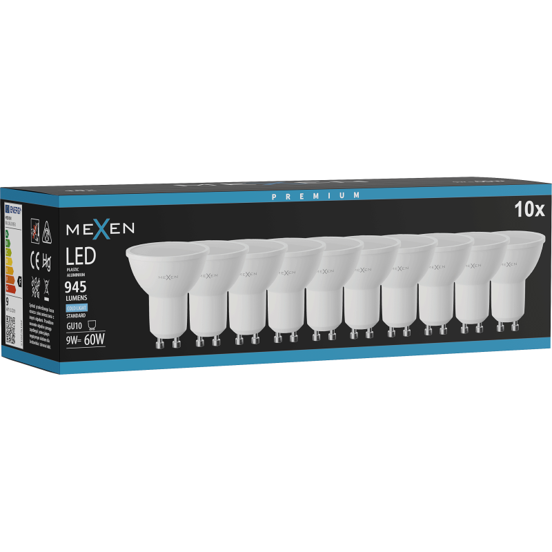 Mexen Nova 10x Bec LED GU10, 9W, Rece - 6500K, 945 lm - L108-GU10-0965-01x10