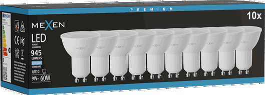 Mexen Nova 10x Bec LED GU10, 9W, Rece - 6500K, 945 lm - L108-GU10-0965-01x10