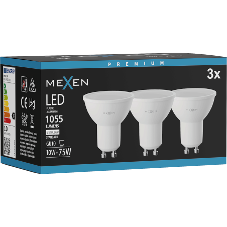 Mexen Nova 3x Bec LED GU10, 10W, Neutră - 4000K, 1055 lm - L108-GU10-1040-01x03