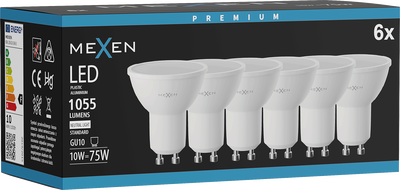 Mexen Nova 6x Bec LED GU10, 10W, Neutră - 4000K, 1055 lm - L108-GU10-1040-01x06