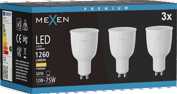 Mexen Nova 3x Bec LED GU10, 12W, Cald - 3000K, 1260 lm - L108-GU10-1230-01x03