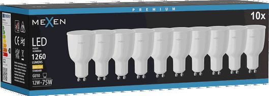 Mexen Nova 10x Bec LED GU10, 12W, Caldă - 3000K, 1260 lm - L108-GU10-1230-01x10