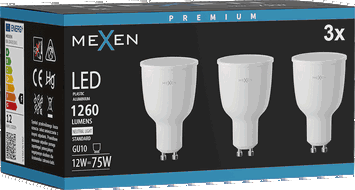 Mexen Nova 3x Bec LED GU10, 12W, Neutru - 4000K, 1260 lm - L108-GU10-1240-01x03