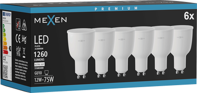 Mexen Nova 6x LED izzó GU10, 12W, Semleges - 4000K, 1260 lm - L108-GU10-1240-01x06