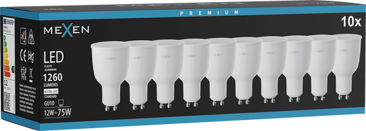 Mexen Nova 10x Bec LED GU10, 12W, Neutru - 4000K, 1260 lm - L108-GU10-1240-01x10