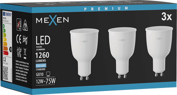 Mexen Nova 3x Bec LED GU10, 12W, Rece - 6500K, 1260 lm - L108-GU10-1265-01x03