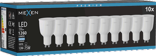 Mexen Nova 10x Bec LED GU10, 12W, Rece - 6500K, 1260 lm - L108-GU10-1265-01x10