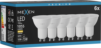 Mexen Nova 6x LED GU10 izzó, 10W, Meleg - 3000K, 1055 lm - L108-GU10-1030-01x06
