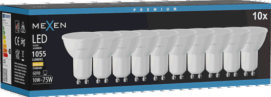 Mexen Nova 10x Bec LED GU10, 10W, Caldă - 3000K, 1055 lm - L108-GU10-1030-01x10