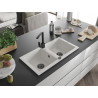 Mexen Mario chiuvetă granit 2-cămăruță cu baterie de bucătărie Rita, albă - 6504-20-670300-70