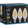 Mexen Vintis 3x LED filament izzó E14, C35, 4W, Meleg - 2200K, 400 lm, amber - L154-E14-0422-50x03