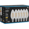 Mexen Vintis 6x LED filament izzó E14, C35, 4W, Meleg - 2700K, 470 lm, áttetsző - L154-E14-0427-00x06