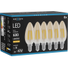 Mexen Vintis 6x Bec LED filament E14, C35, 6W, Caldă - 2200K, 600 lm, amber - L154-E14-0622-50x06