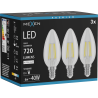 Mexen Vintis 3x LED filament izzó E14, C35, 6W, Semleges - 4000K, 720 lm, átlátszó - L154-E14-0640-00x03