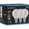 Mexen Vintis 3x Bec filament LED E14, G45, 2W, Cald - 2700K, 240 lm, clar - L156-E14-0227-00x03
