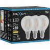 Mexen Vintis 3x LED filament izzó E14, G45, 2W, Meleg - 2700K, 240 lm, átlátszó - L156-E14-0227-00x03