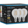 Mexen Vintis 3x Bec Candelă LED E14, G45, 4W, Cald - 2700K, 470 lm, transparent - L156-E14-0427-00x03