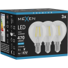 Mexen Vintis 3x Bec LED filament E14, G45, 4W, Rece - 6500K, 470 lm, transparent - L156-E14-0465-00x03