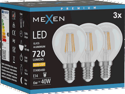 Mexen Vintis 3x Bec LED filament E14, G45, 6W, Cald - 2700K, 720 lm, transparent - L156-E14-0627-00x03