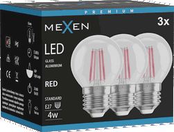 Mexen Vintis 3x Bec cu filament LED E27, G45, 4W, 55 lm, roșu - L156-E27-04XX-45x03