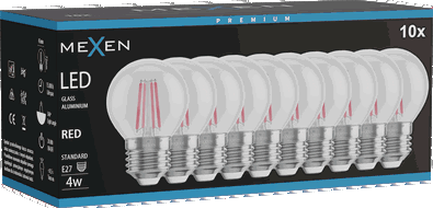 Mexen Vintis 10x Bec LED filament E27, G45, 4W, 55 lm, roșu - L156-E27-04XX-45x10