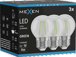Mexen Vintis 3x Bec cu filament LED E27, G45, 4W, 55 lm, verde - L156-E27-04XX-46x03