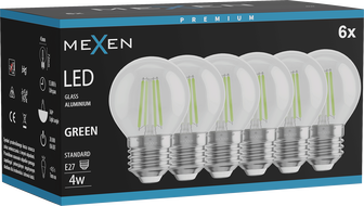 Mexen Vintis 6x Bec LED filament E27, G45, 4W, 55 lm, verde - L156-E27-04XX-46x06
