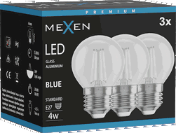 Mexen Vintis 3x Bec LED Filament E27, G45, 4W, 55 lm, albastru - L156-E27-04XX-47x03