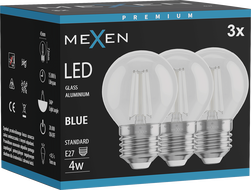 Mexen Vintis 3x LED filament izzó E27, G45, 4W, 55 lm, kék - L156-E27-04XX-47x03
