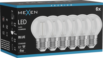Mexen Vintis 6x Bec LED filament E27, G45, 4W, 55 lm, albastru - L156-E27-04XX-47x06