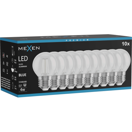Mexen Vintis 10x Bec filament LED E27, G45, 4W, 55 lm, albastru - L156-E27-04XX-47x10