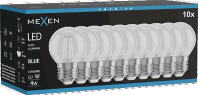 Mexen Vintis 10x Bec filament LED E27, G45, 4W, 55 lm, albastru - L156-E27-04XX-47x10