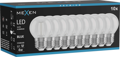 Mexen Vintis 10x LED filament izzó E27, G45, 4W, 55 lm, kék - L156-E27-04XX-47x10