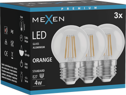 Mexen Vintis 3x LED filament fényforrás E27, G45, 4W, 55 lm, narancs - L156-E27-04XX-48x03