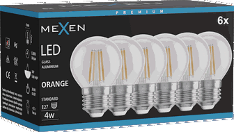 Mexen Vintis 6x Bec LED filament E27, G45, 4W, 55 lm, portocaliu - L156-E27-04XX-48x06
