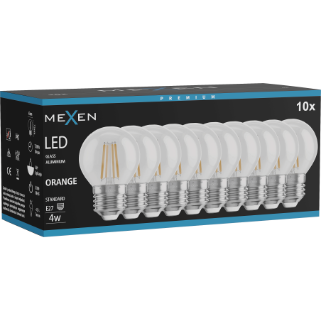 Mexen Vintis 10x Bec LED filament E27, G45, 4W, 55 lm, portocaliu - L156-E27-04XX-48x10