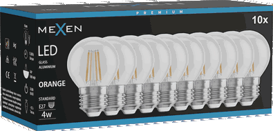 Mexen Vintis 10x Bec LED filament E27, G45, 4W, 55 lm, portocaliu - L156-E27-04XX-48x10