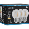 Mexen Vintis 3x Bec LED filament E27, G45, 2W, Cald - 2700K, 240 lm, clar - L156-E27-0227-00x03