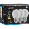 Mexen Vintis 3x Filament LED izzó E27, G45, 2W, Meleg - 2700K, 240 lm, átlátszó - L156-E27-0227-00x03