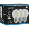 Mexen Vintis 3x Bec LED filament E27, G45, 2W, Neutru - 4000K, 240 lm, transparent - L156-E27-0227-00x03 - L156-E27-0240-00x03