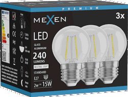 Mexen Vintis 3x Bec LED filament E27, G45, 2W, Neutru - 4000K, 240 lm, transparent - L156-E27-0227-00x03 - L156-E27-0240-00x03