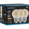 Mexen Vintis 3x filament LED izzó E27, G45, 4W, Meleg - 2200K, 400 lm, borostyánsárga - L156-E27-0422-50x03