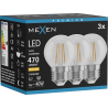 Mexen Vintis 3x Bec filament LED E27, G45, 4W, Caldă - 2700K, 470 lm, clar - L156-E27-0427-00x03