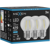 Mexen Vintis 3x LED filament izzó E27, G45, 4W, Hideg - 6500K, 470 lm, átlátszó - L156-E27-0465-00x03